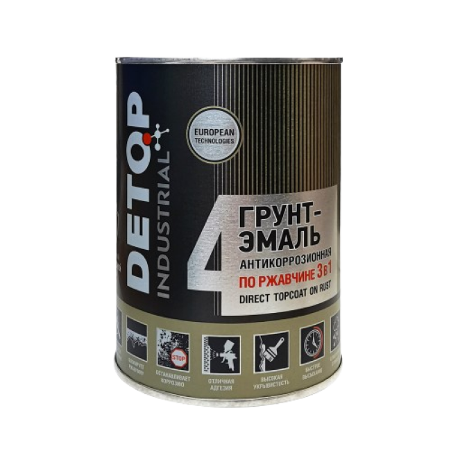Detop DETOP №4 - Rust primer-enamel 3 in 1 - Khaki (protective), 0.75l DTI-P07786 – buy in Karaganda | carpaint.kz