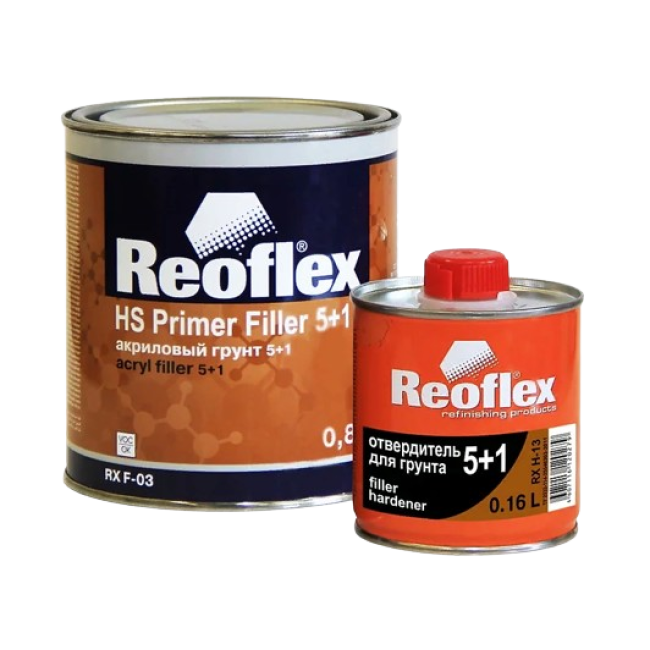 Reoflex 2K акрилді праймер 5+1 қызыл + қатайтқыш, 0,8л+0,16л RX F-03(R)-800 + RX H-13-160 – Қарағандыда сатып алу | Reoflex | carpaint.kz
